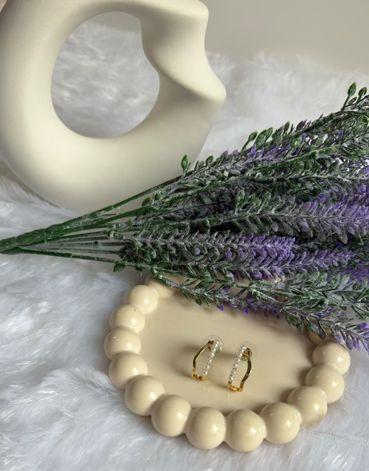 Pearl Line Huggie Hoops