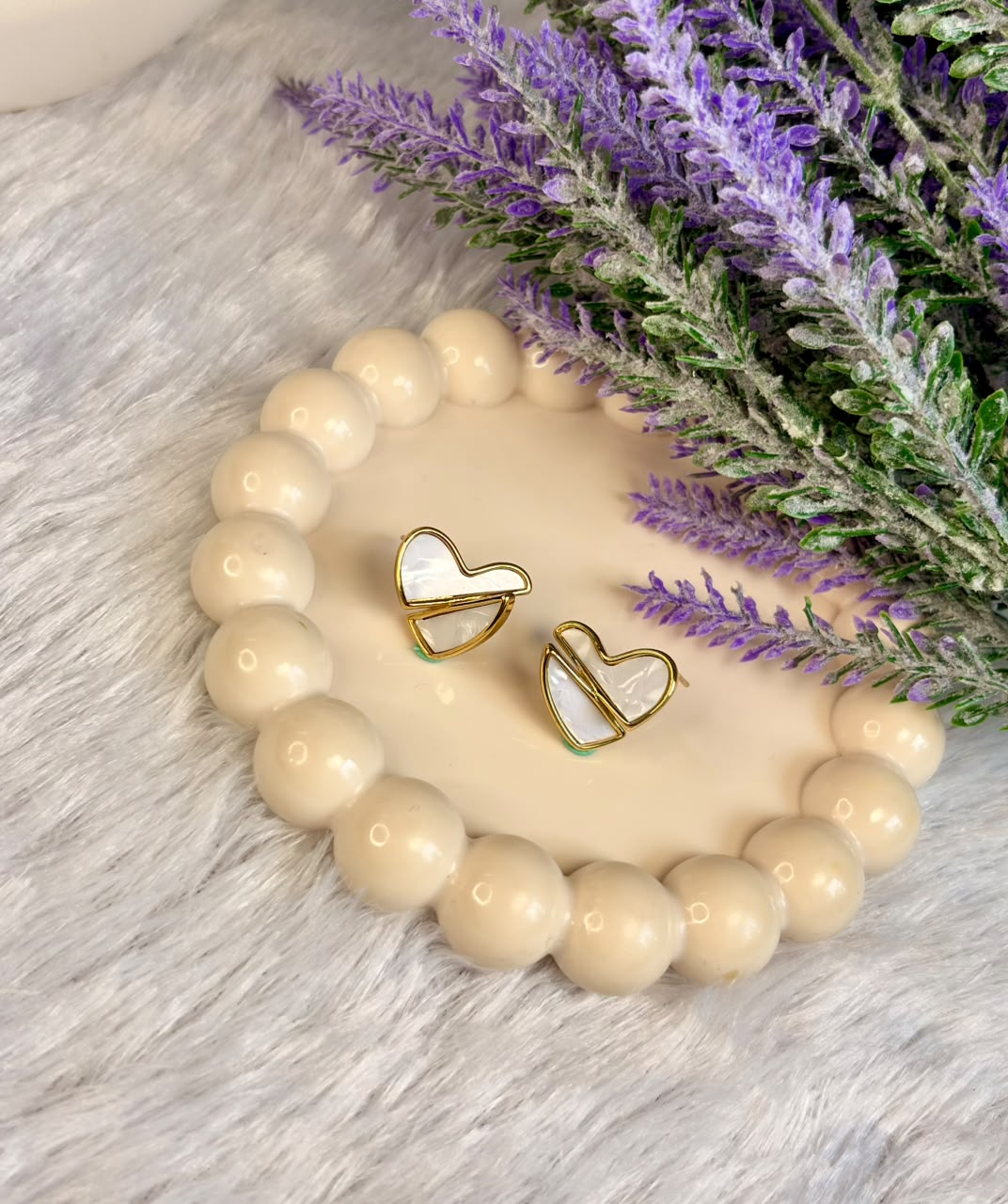 Mother of Pearl Heart Studs