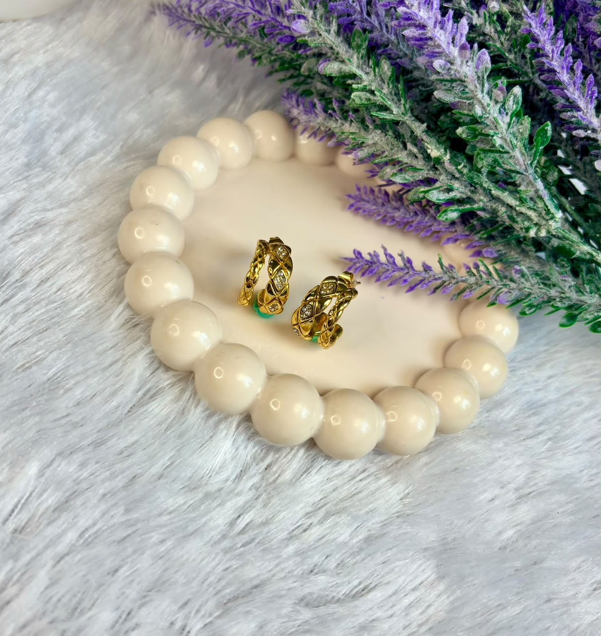 Quilted CZ Huggie Hoops