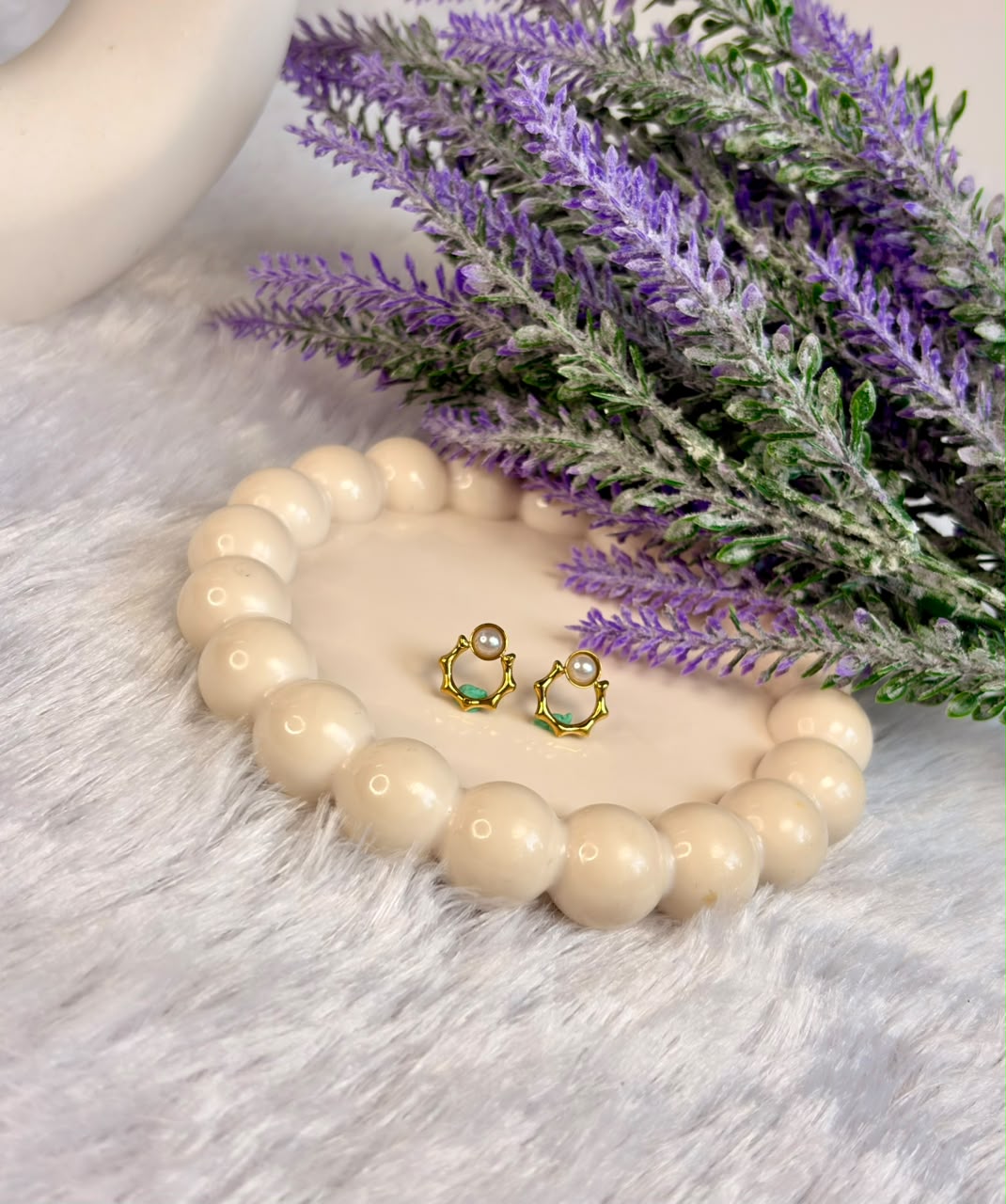 Bamboo Pearl Circle Studs
