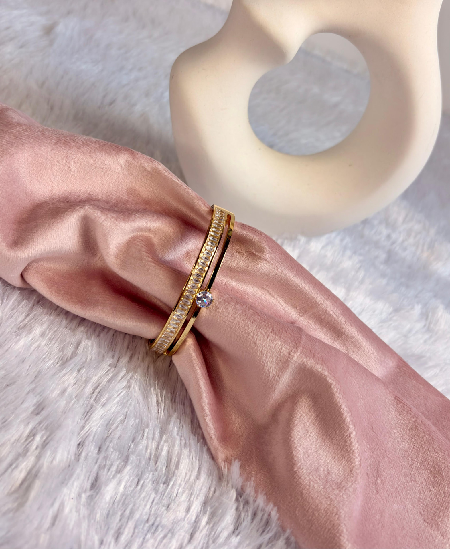 Solitaire Baguette Cuff Kada
