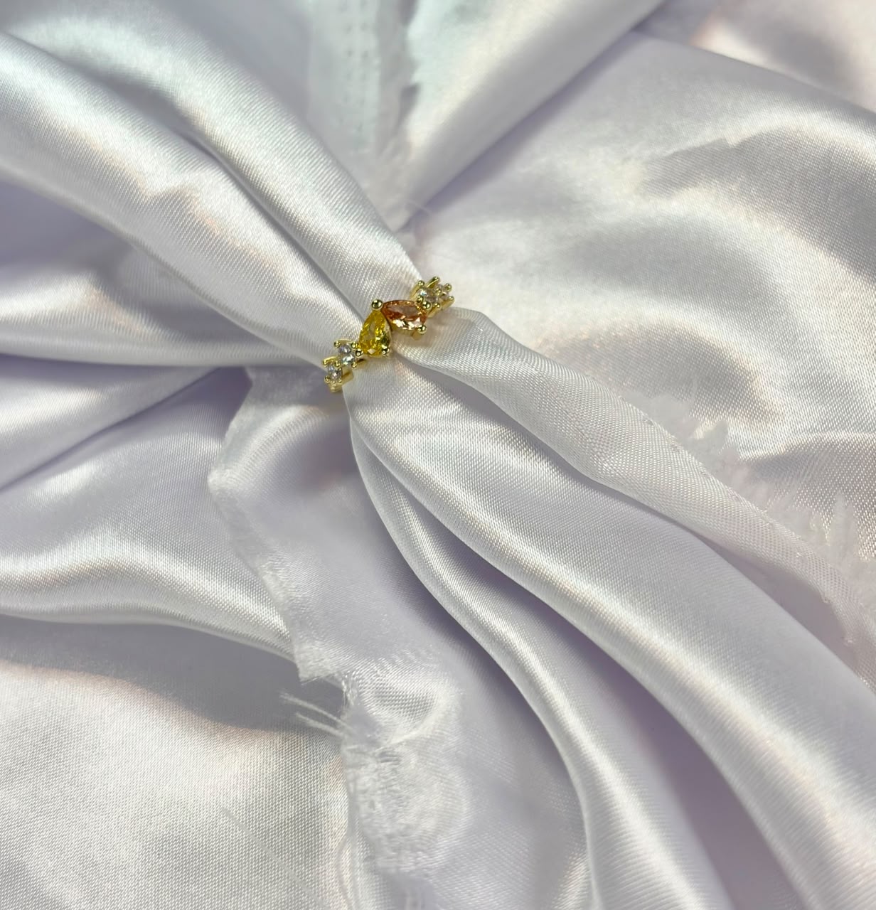 Citrine Pear Cluster Ring