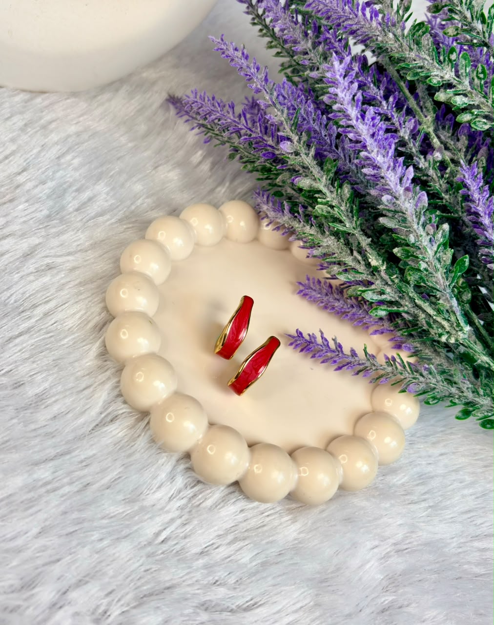 Red Enamel Curve Hoops