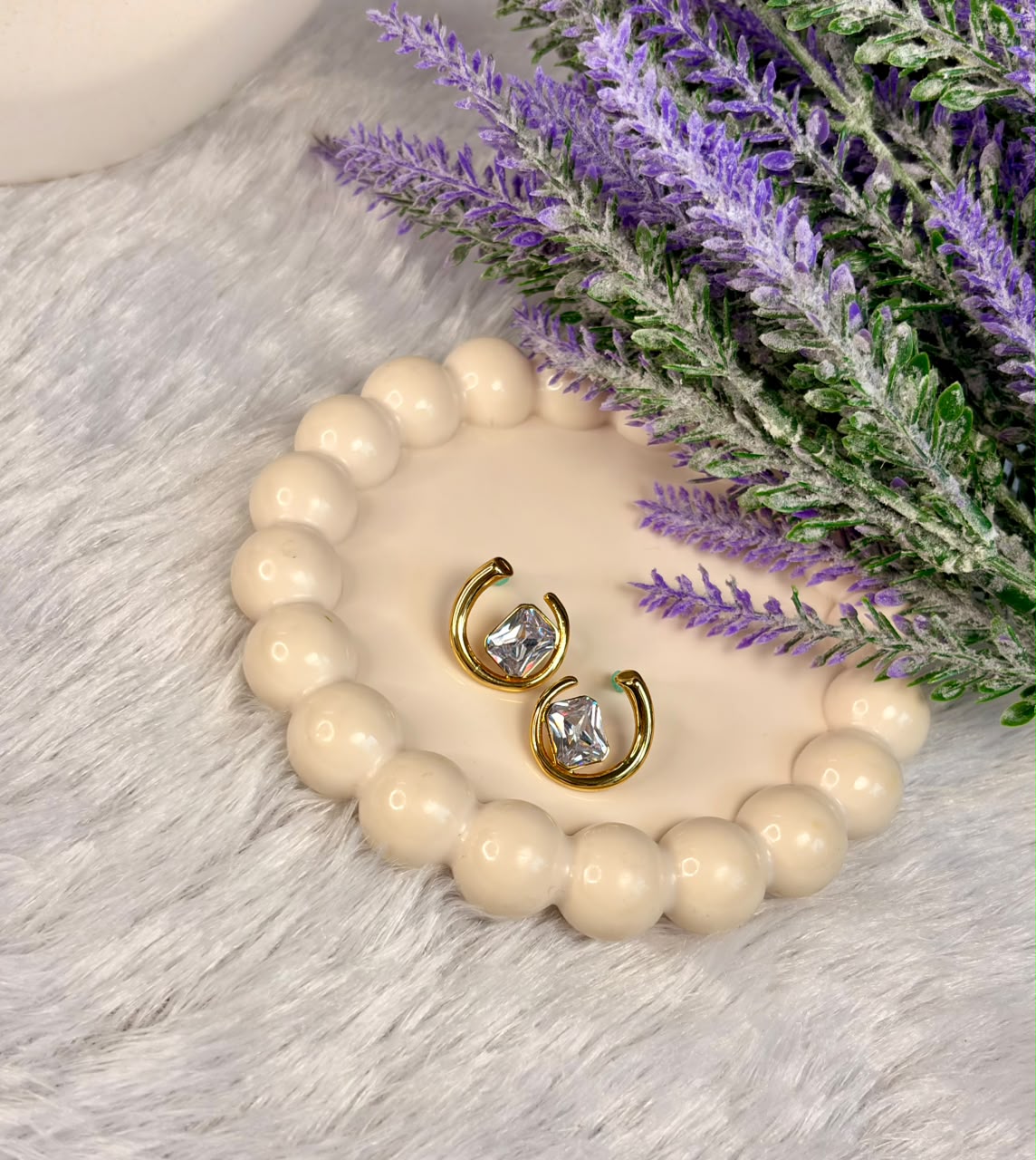 Crystal Crescent Open Studs