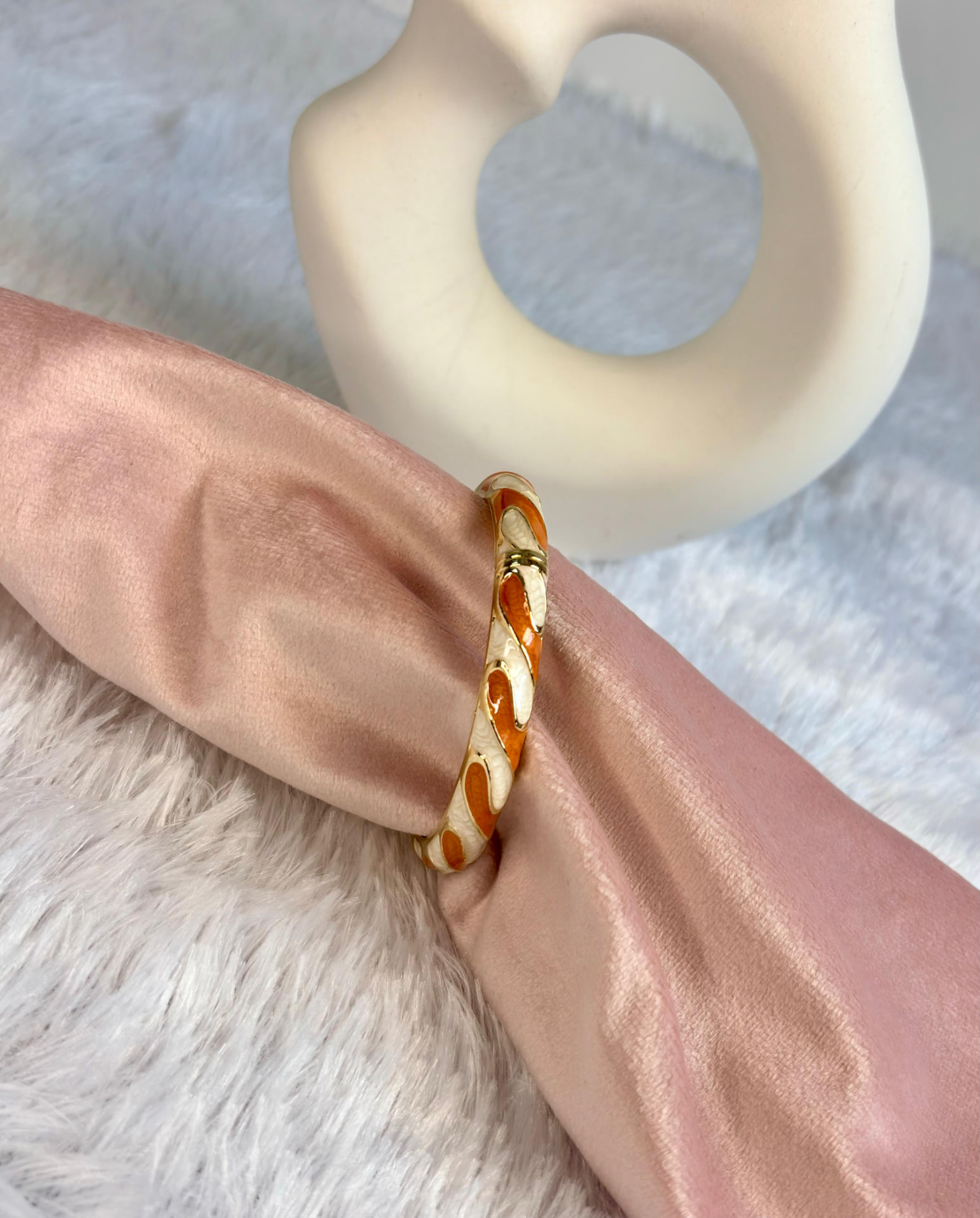 Orange & Ivory Swirl Kada