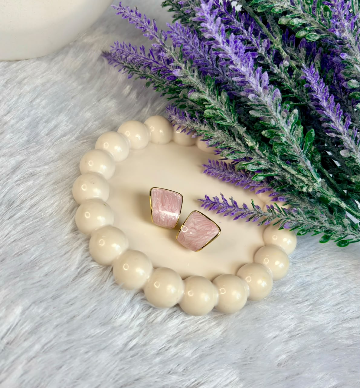 Blush Marble Stone Studs