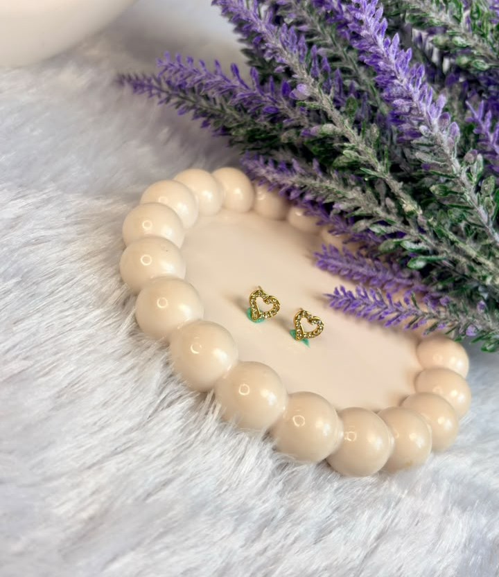 Mint Heart Pavé Studs
