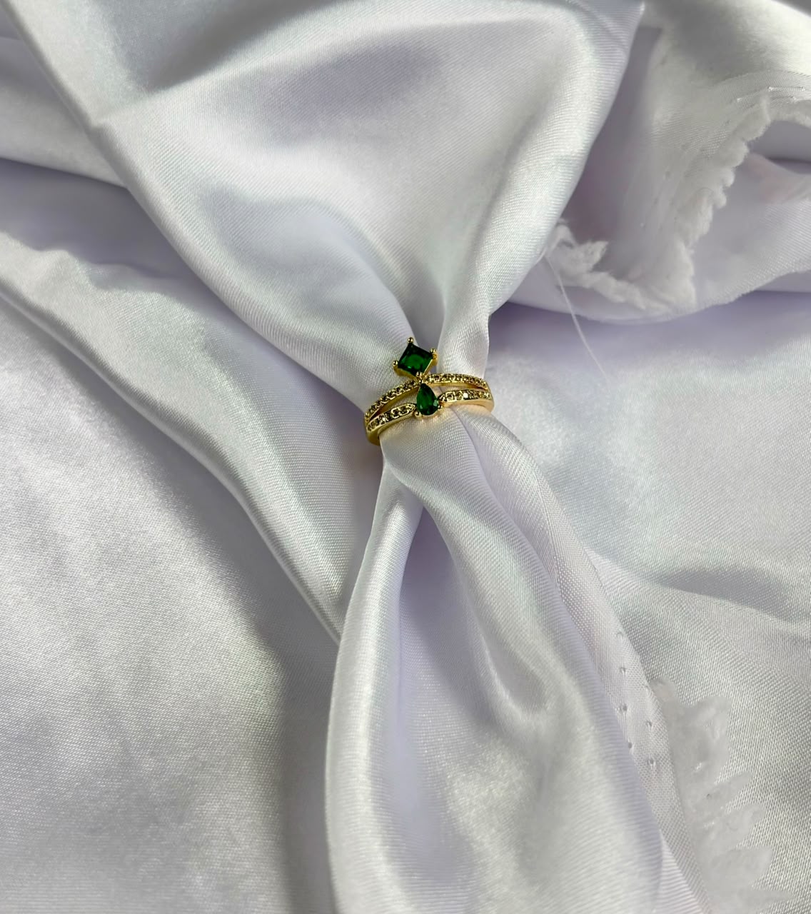 Emerald CZ Bypass Ring