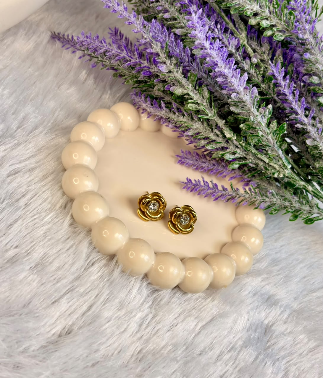 Gold Rose Crystal Studs