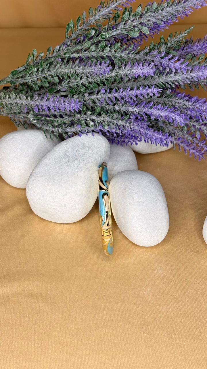 Turquoise Scroll Enamel Kada