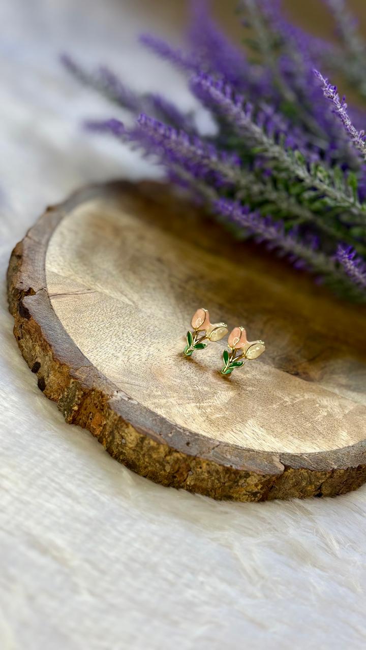 Peach Tulip Studs