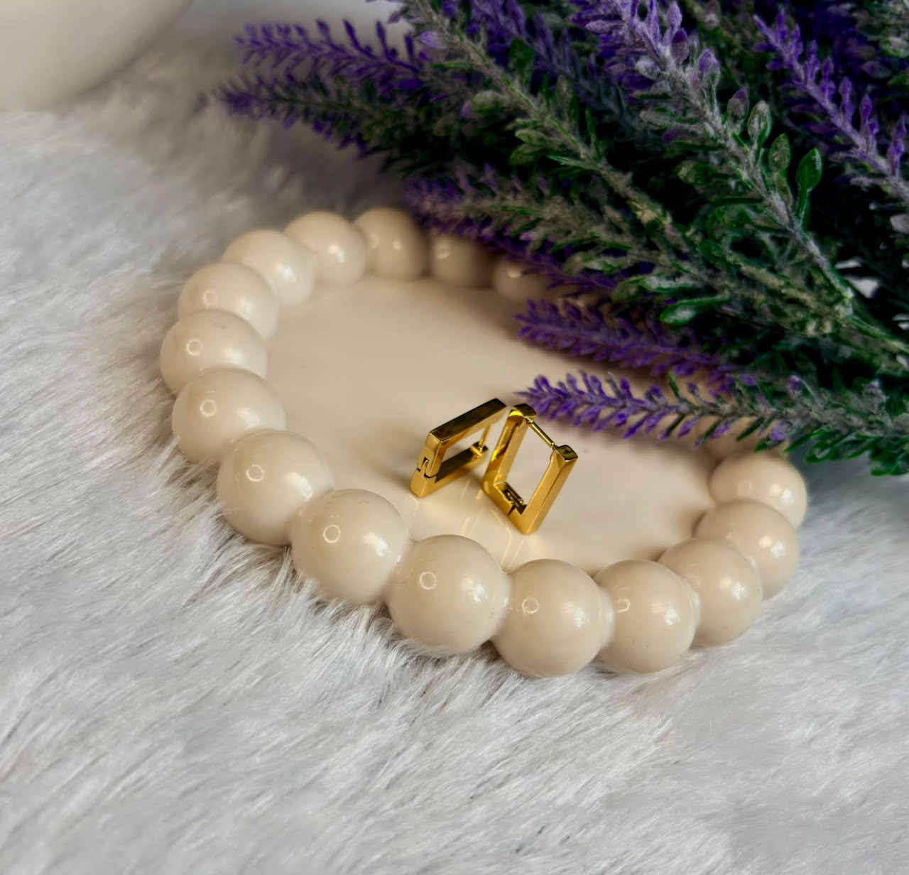 Gold Square Huggie Hoops