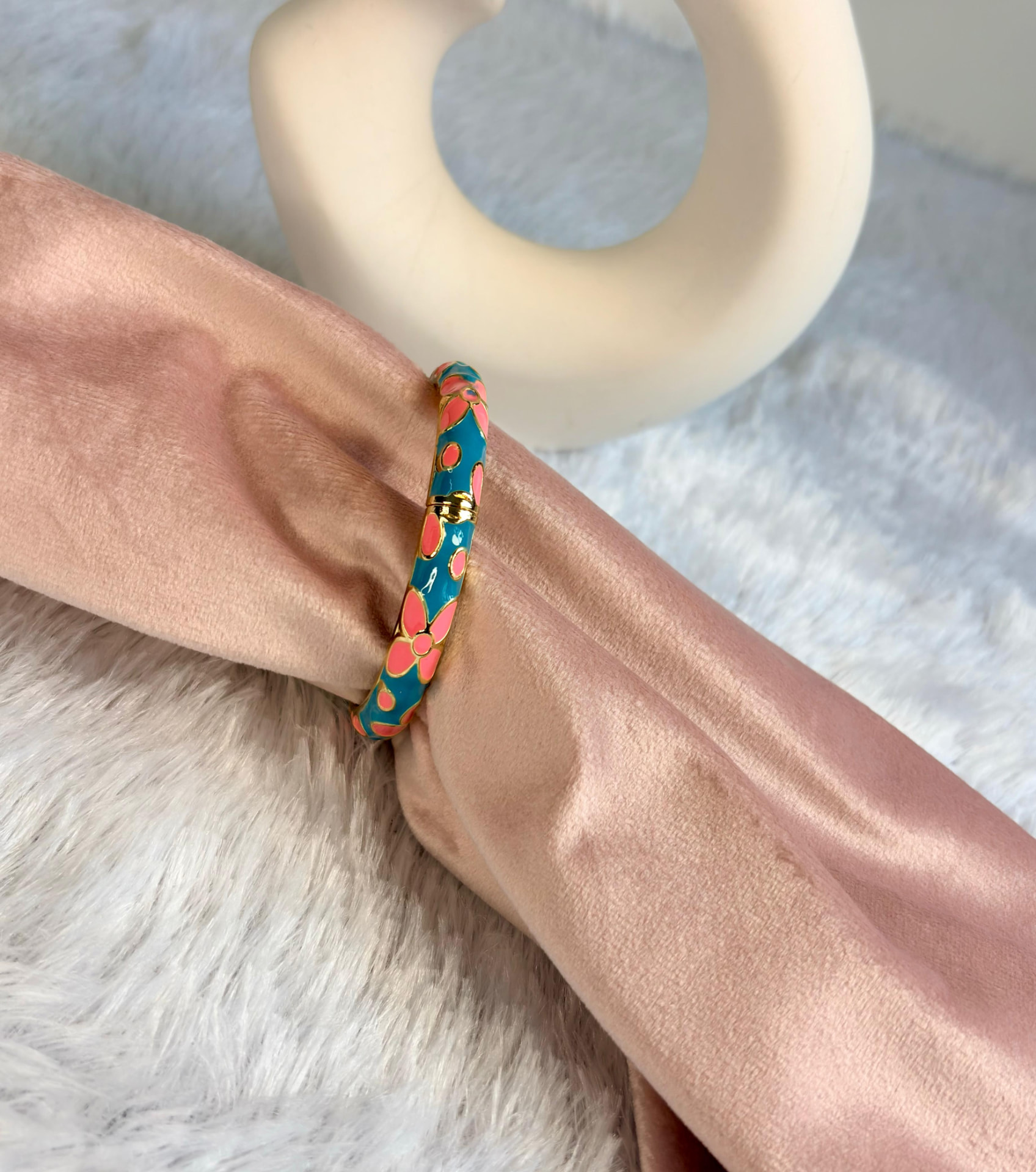 Teal & Pink Bloom Kada